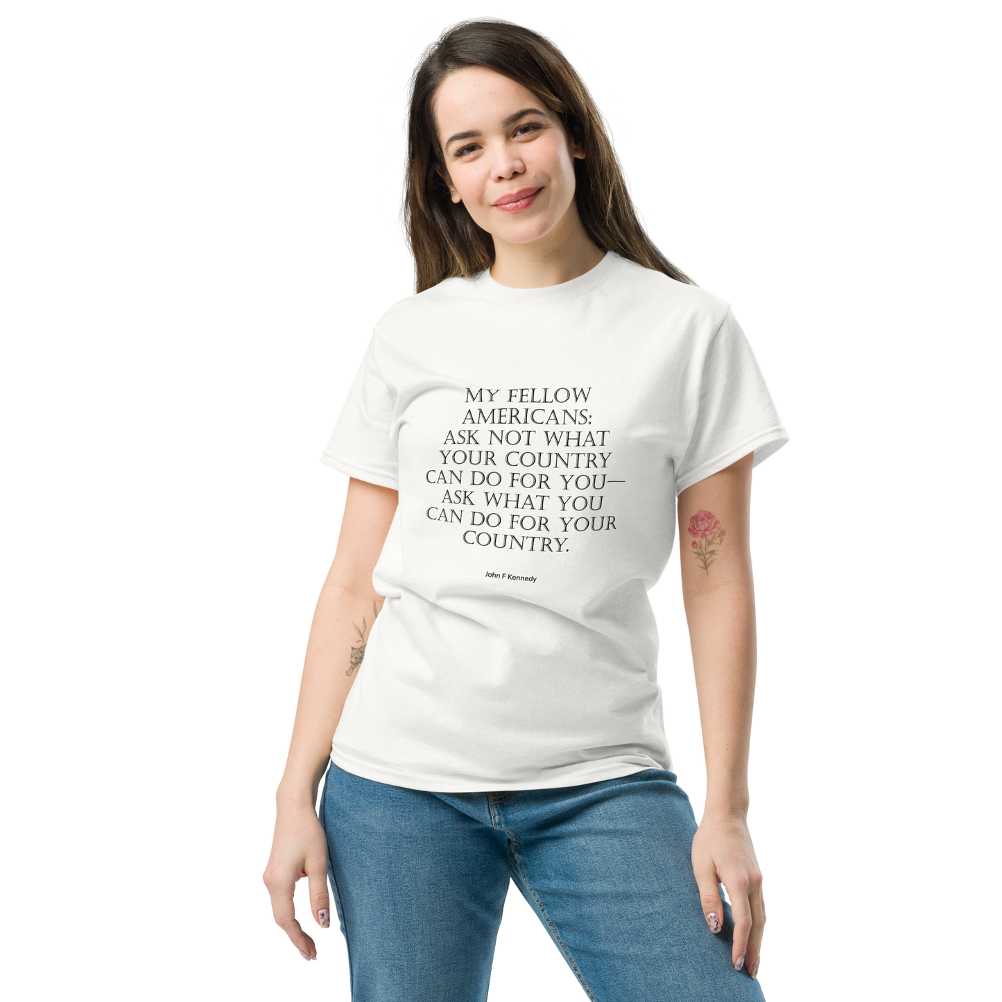 Kennedy Ask Not black text Unisex classic tee