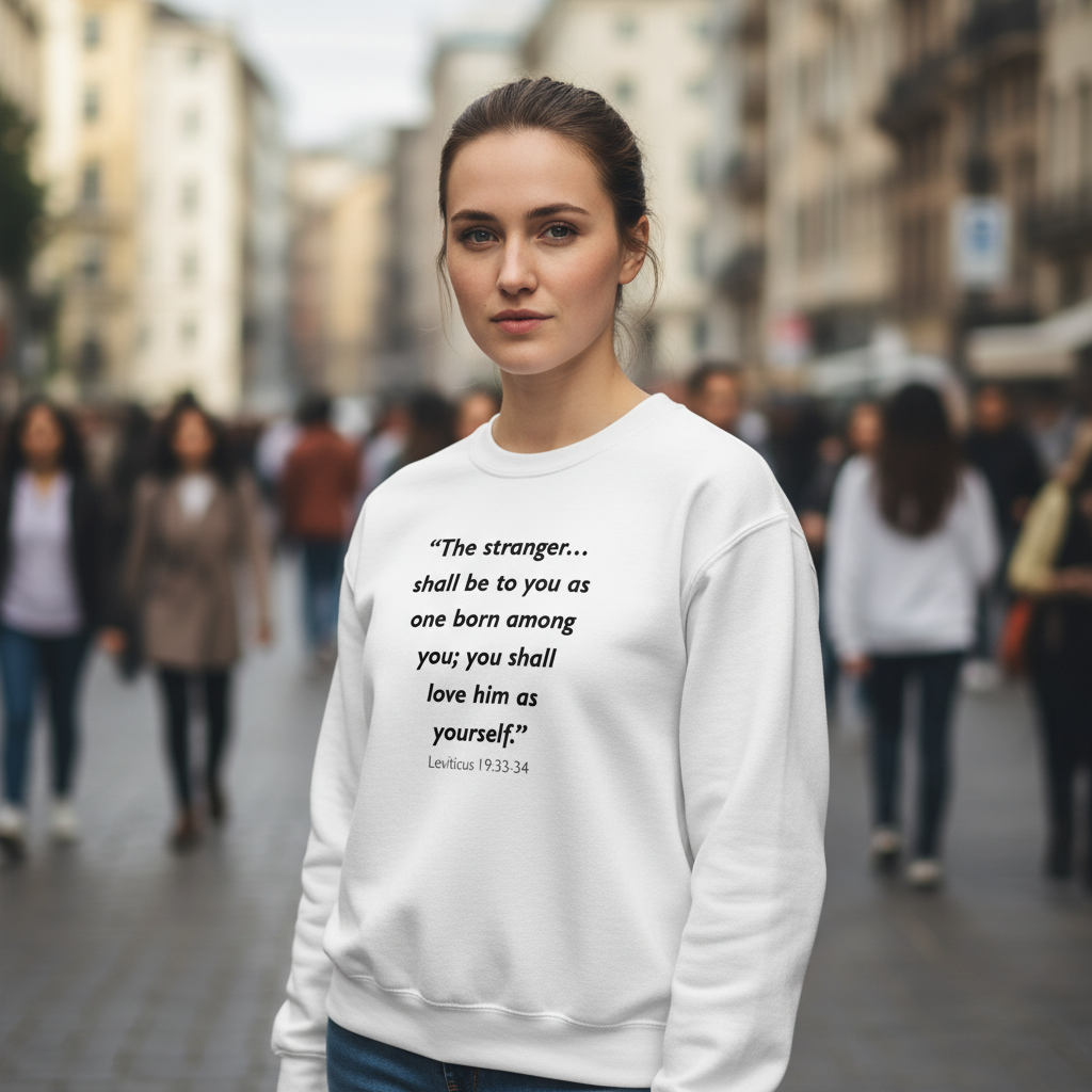 Leviticus 19:33-34 "Love the Stranger" Bible Verse Apparel
