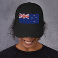 Baseball cap with embroidered New Zealand flag featuring Union Jack and Southern Cross stars