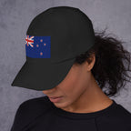 Baseball cap with embroidered New Zealand flag featuring Union Jack and Southern Cross stars