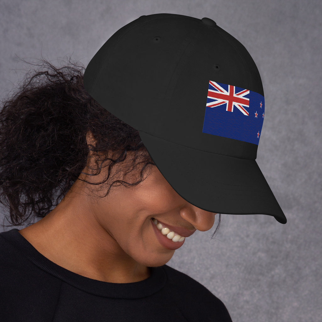 Baseball cap with embroidered New Zealand flag featuring Union Jack and Southern Cross stars