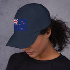 Baseball cap with embroidered New Zealand flag featuring Union Jack and Southern Cross stars