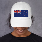 Baseball cap with embroidered New Zealand flag featuring Union Jack and Southern Cross stars