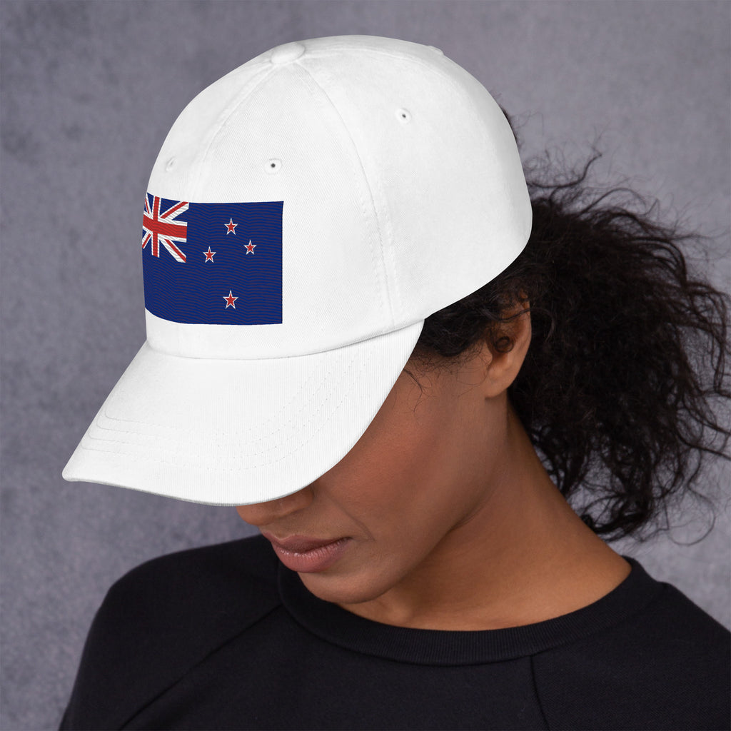 Baseball cap with embroidered New Zealand flag featuring Union Jack and Southern Cross stars