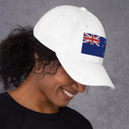 Baseball cap with embroidered New Zealand flag featuring Union Jack and Southern Cross stars