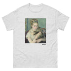 Unisex classic tee featuring Renoir's impressionist painting of a woman holding a cat