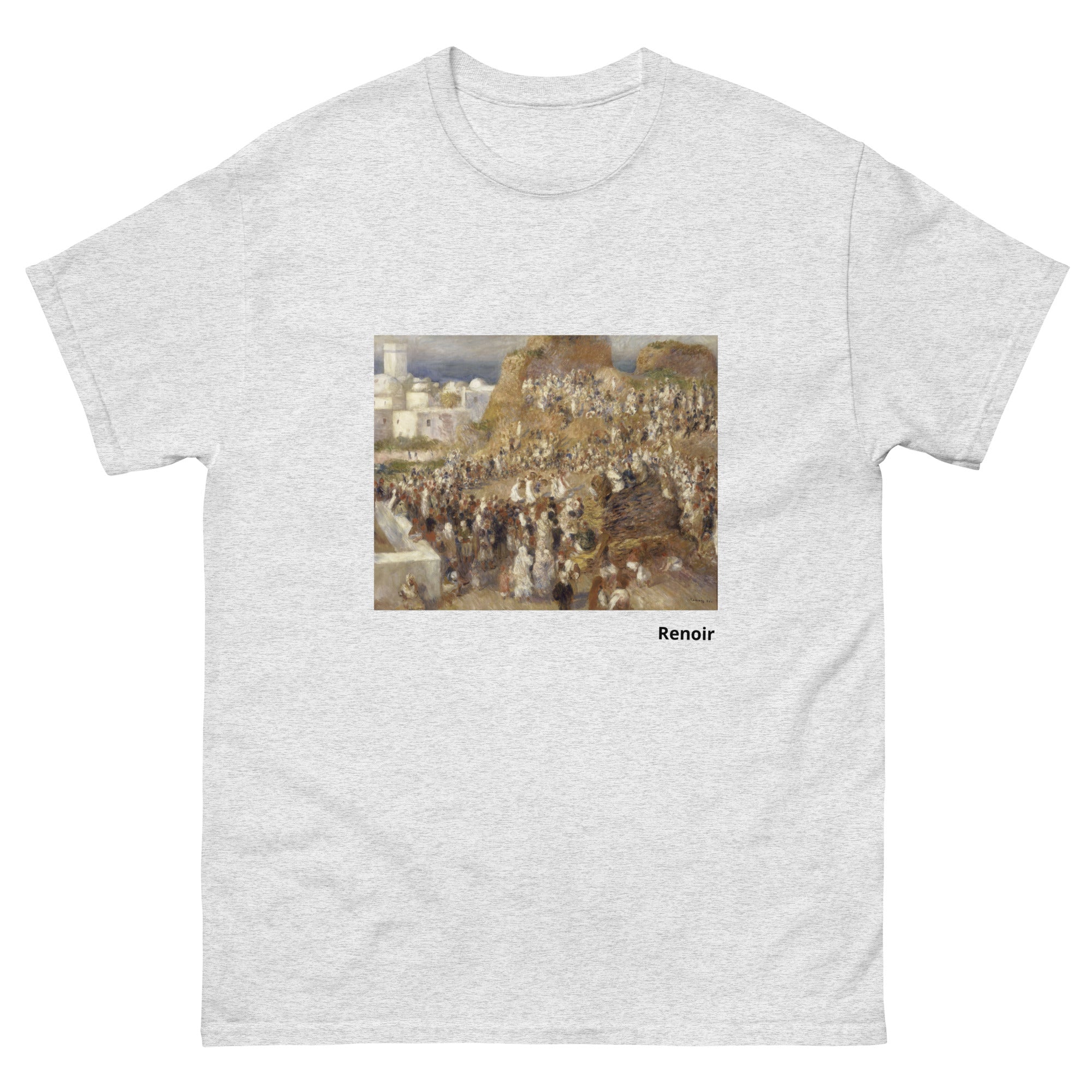 Unisex classic tee featuring Renoir's impressionist painting of an Algerian mosque scene