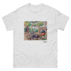 Unisex classic tee featuring Renoir's impressionist painting of figures resting in the grass