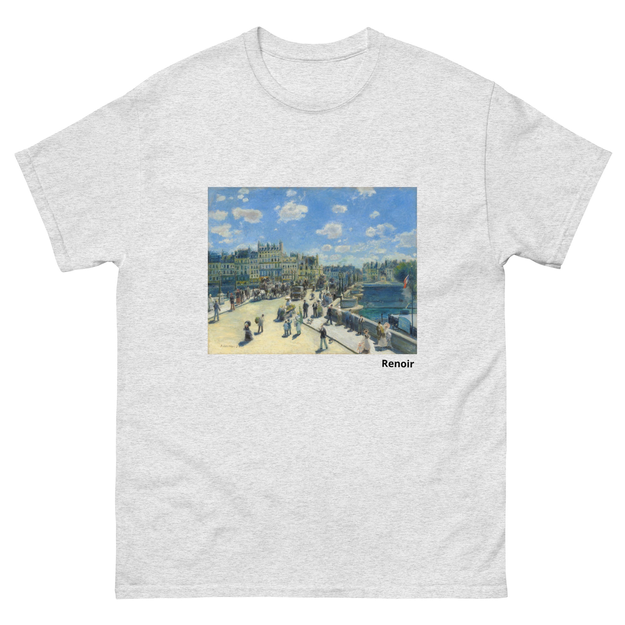 Unisex classic tee featuring Renoir's impressionist street scene of the Pont Neuf in Paris