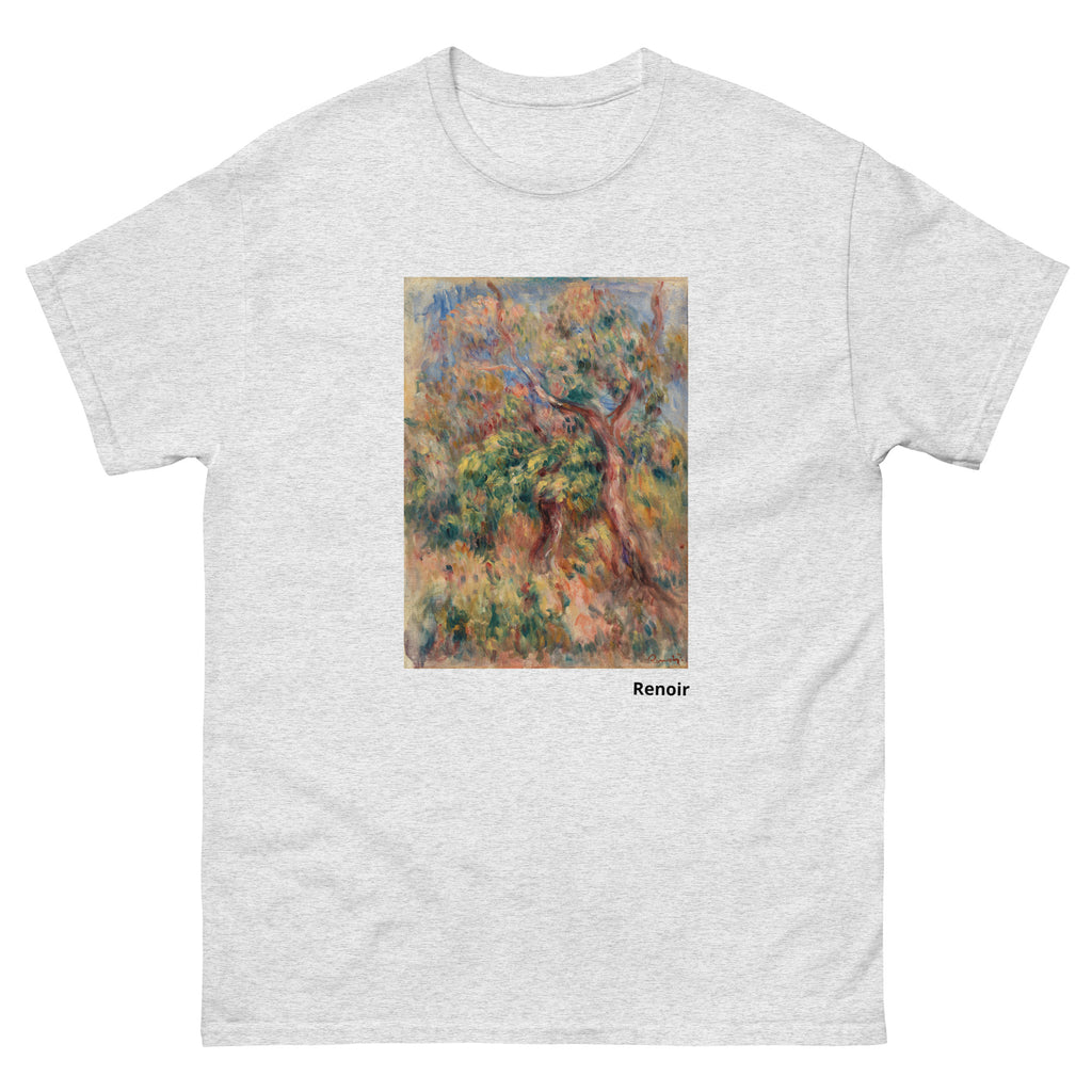 Unisex classic tee featuring Renoir's impressionist landscape painting with lush greenery