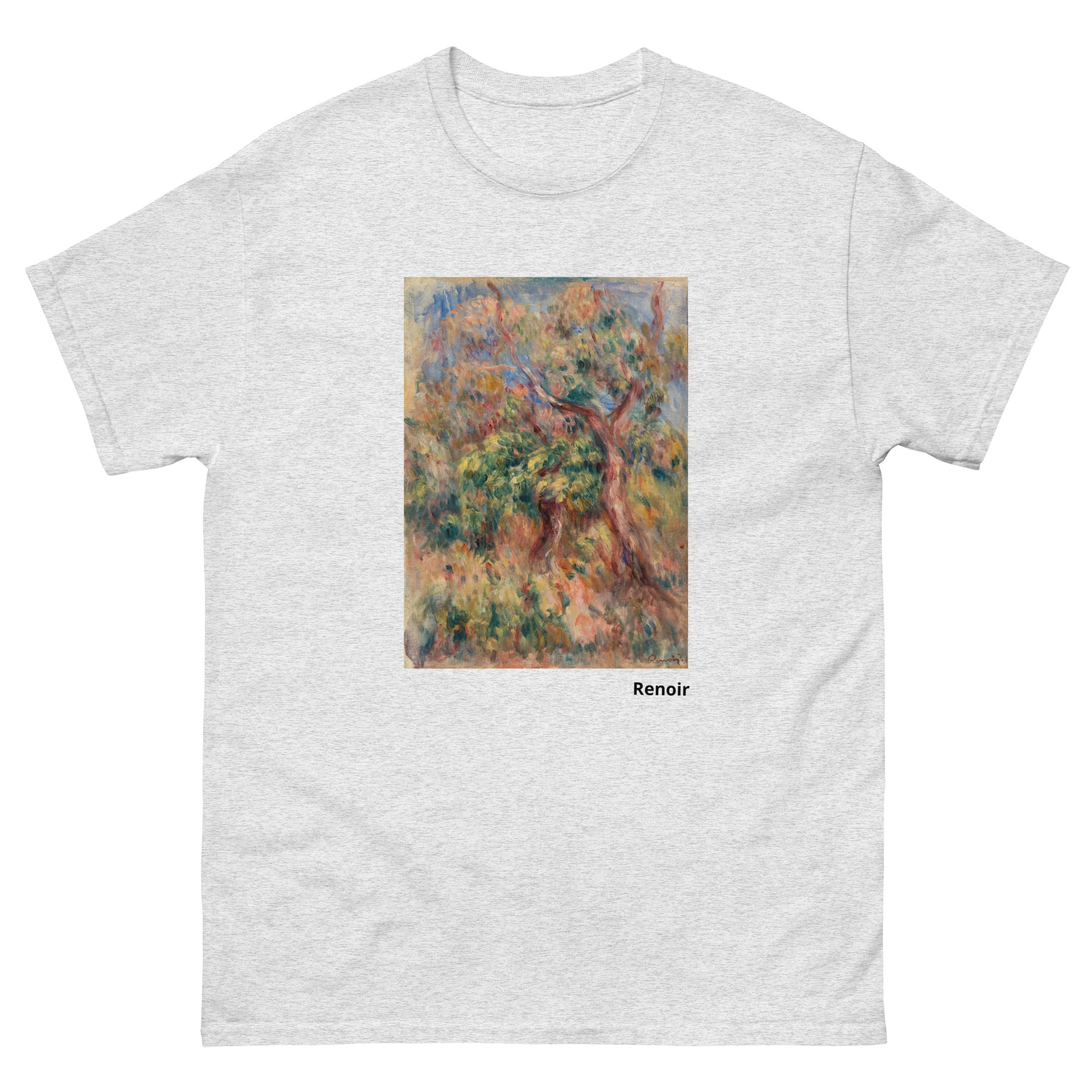 Unisex classic tee featuring Renoir's impressionist landscape painting with lush greenery