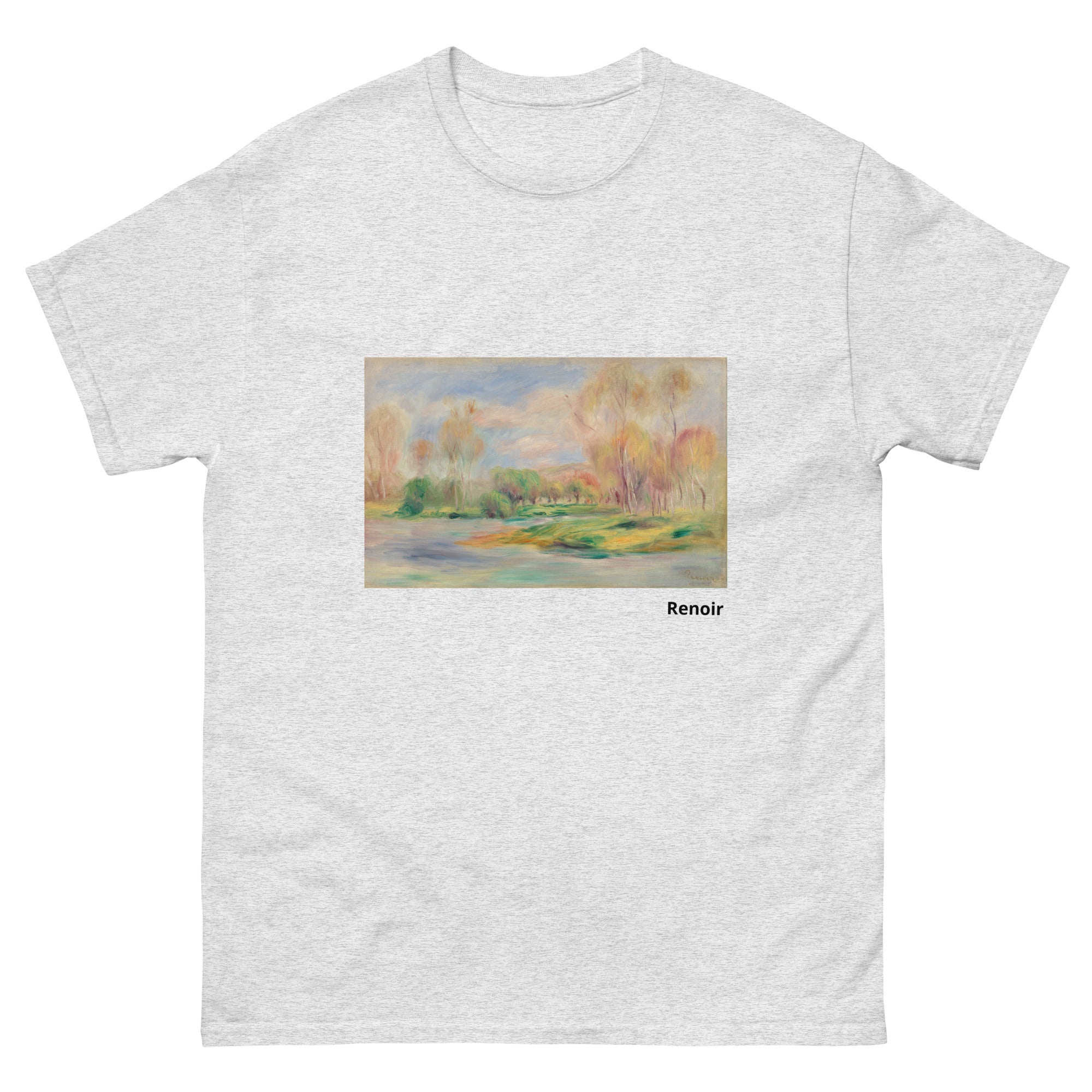 Unisex classic tee featuring Renoir's second impressionist landscape painting with lush greenery