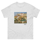Unisex classic tee featuring Renoir's impressionist painting of houses on a sunlit hillside