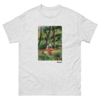 Unisex classic tee featuring Renoir's impressionist painting of a woman and child in a landscape