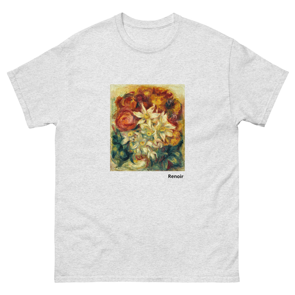 Unisex classic tee featuring Renoir's impressionist bouquet of narcissi and roses in bloom