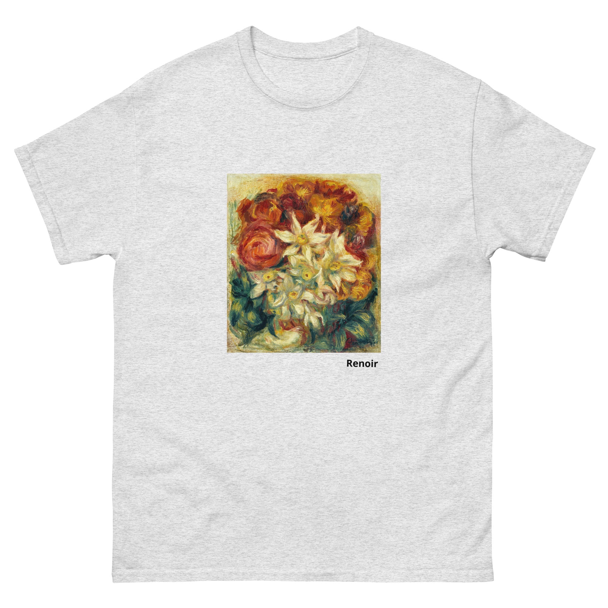 Unisex classic tee featuring Renoir's impressionist bouquet of narcissi and roses in bloom