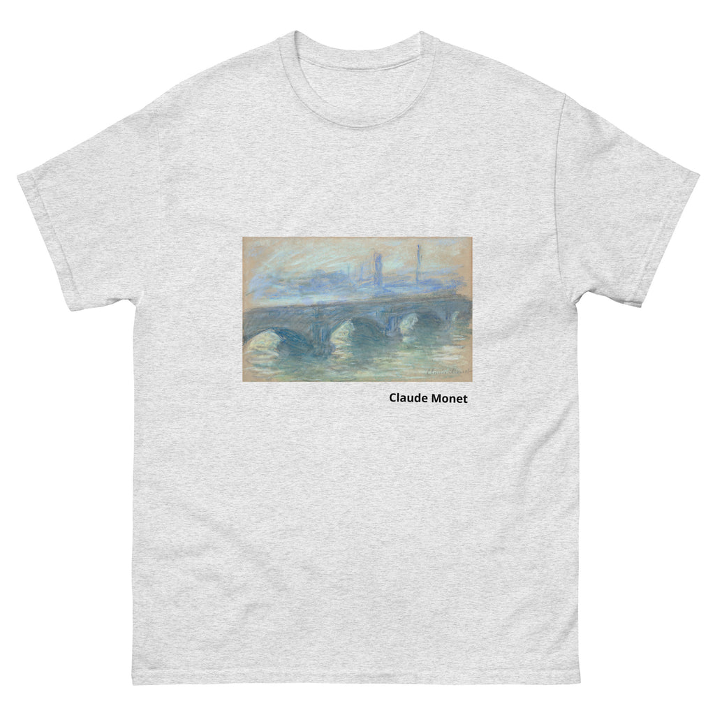 Unisex classic tee featuring Monet's 1901 impressionist painting of Waterloo Bridge in London