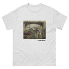 Unisex classic tee featuring Monet's impressionist painting of workers unloading coal from barges