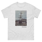 Unisex classic tee featuring Monet's impressionist painting of a stranded boat at Fécamp