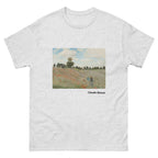 Unisex classic tee featuring Monet's impressionist painting of a red poppy field in summer