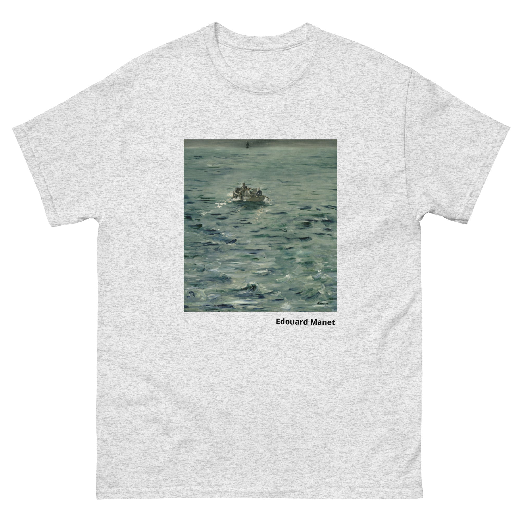Unisex classic tee featuring Manet's dramatic painting of Rochefort's daring sea escape