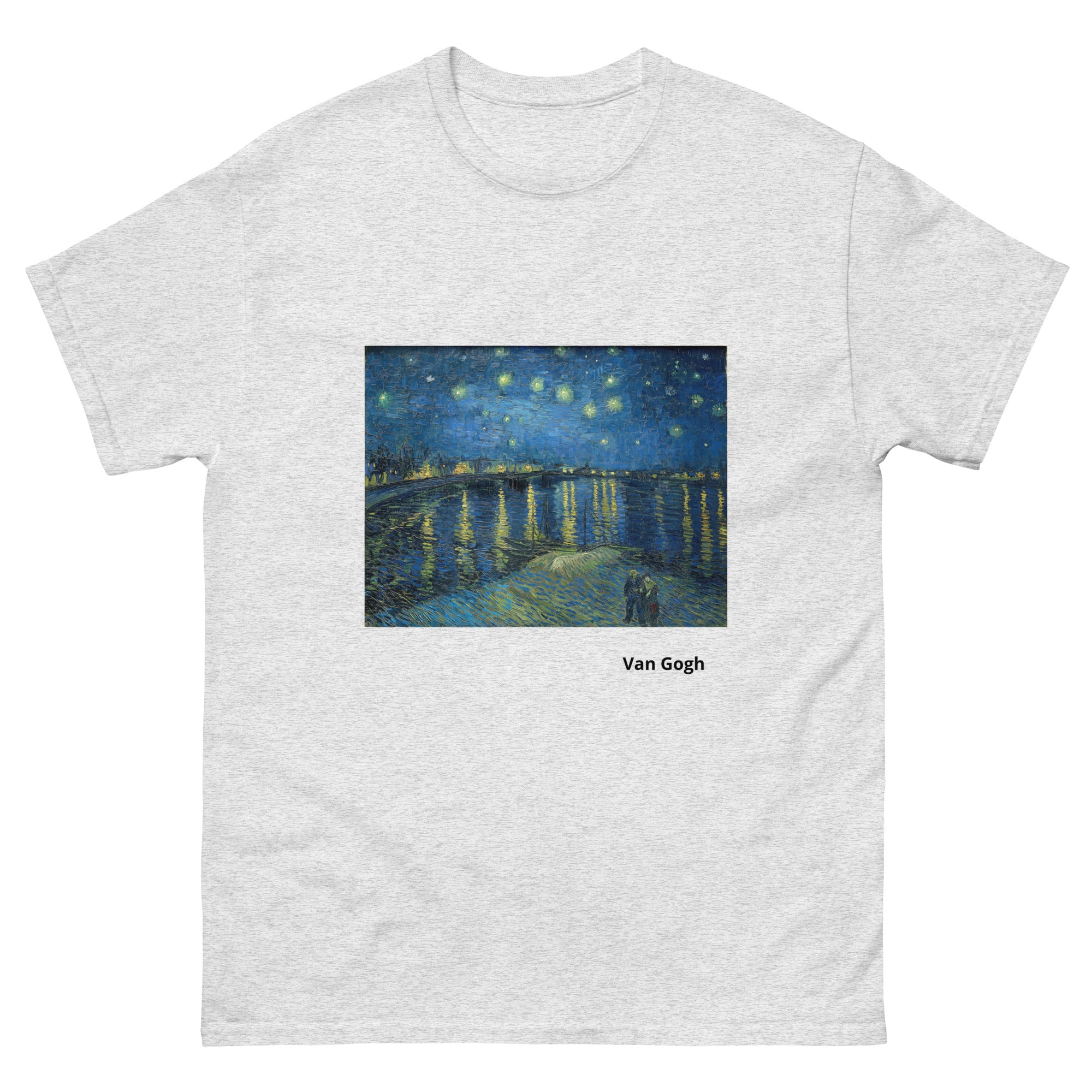 Unisex classic tee featuring Van Gogh's iconic Starry Night with swirling sky and village