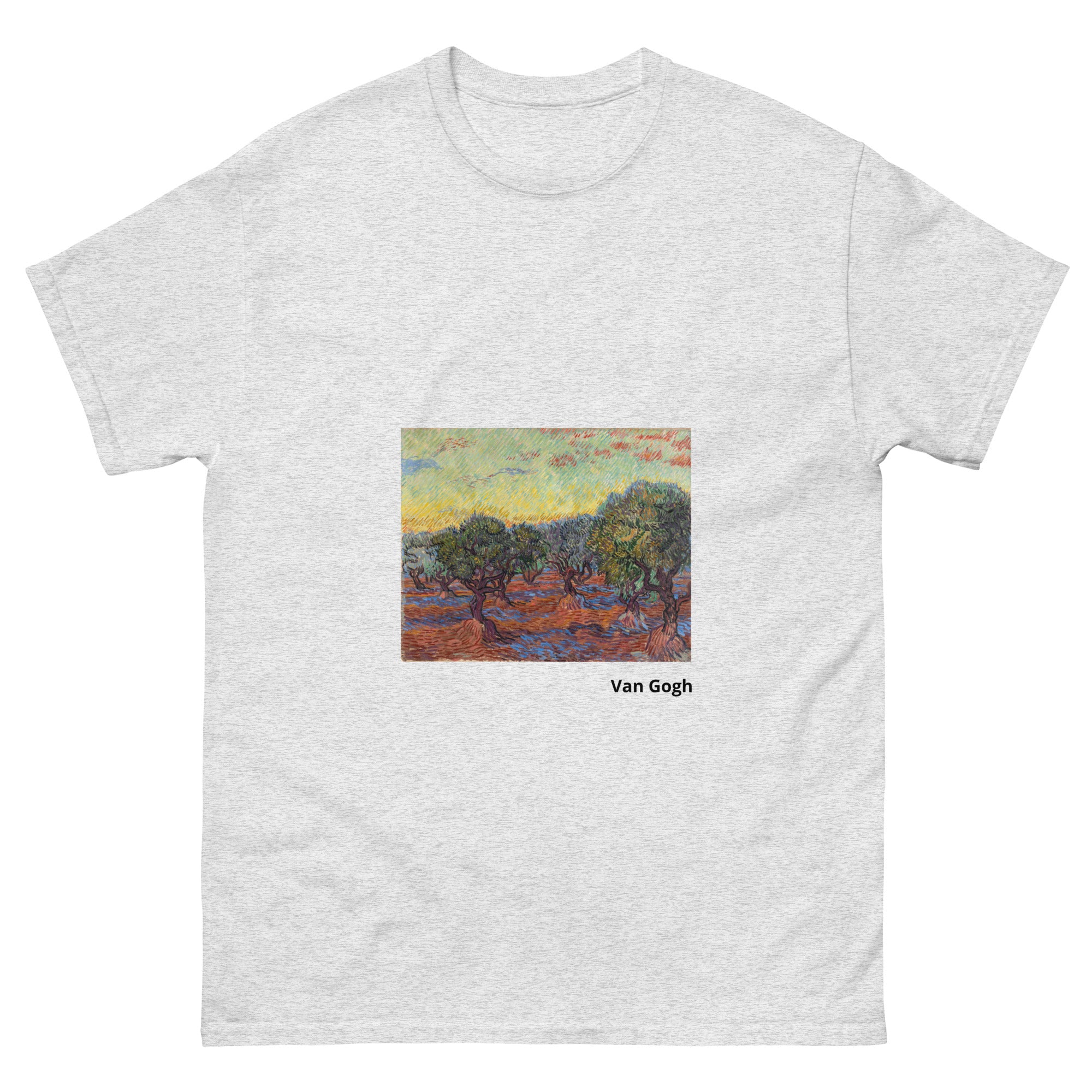Unisex classic tee featuring Van Gogh's post-impressionist painting of an olive grove in Provence