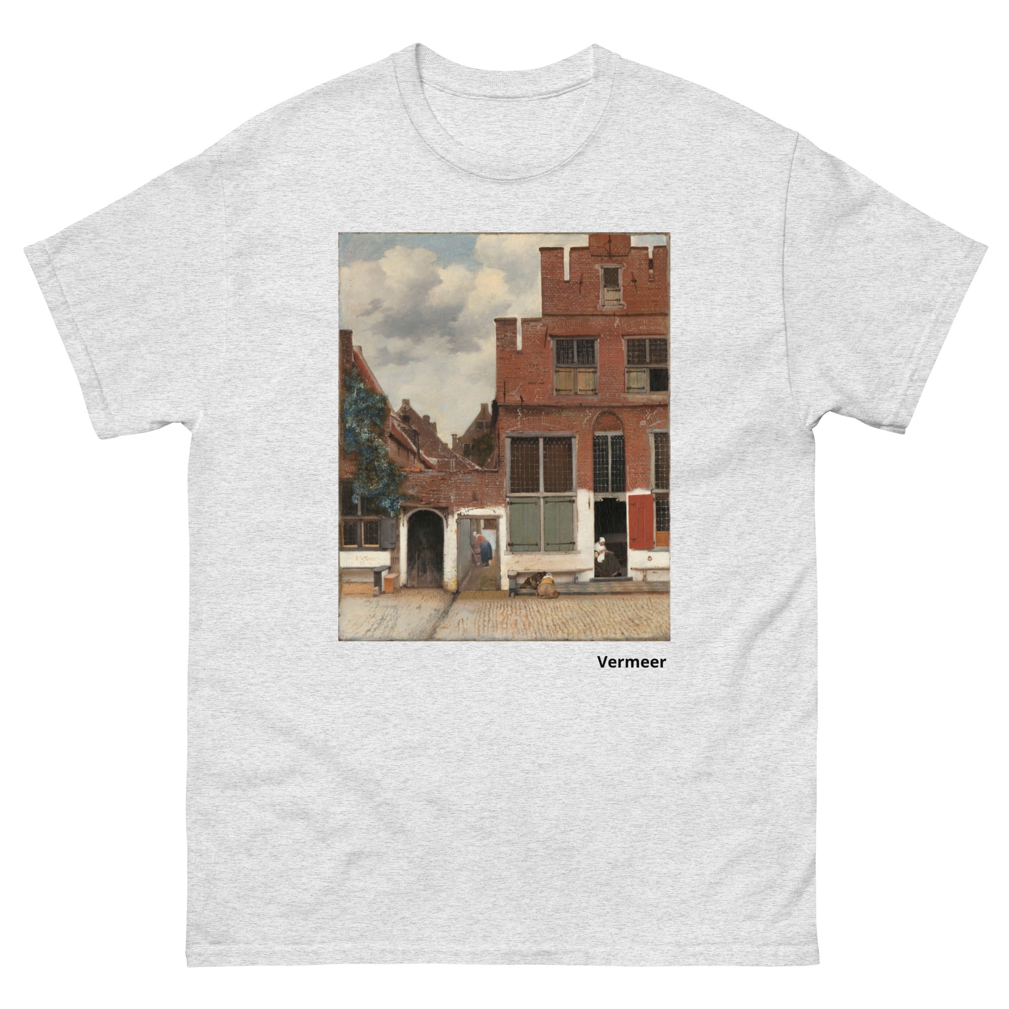 Unisex classic tee featuring Vermeer's painting of a quaint Dutch street scene The Little Street