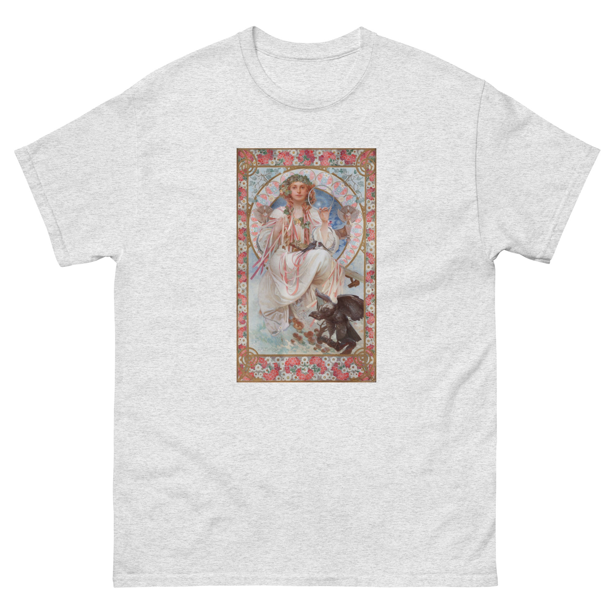 Unisex classic tee featuring Mucha's Art Nouveau portrait of patron Josephine Crane Bradley