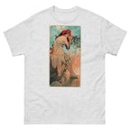 Unisex classic tee featuring Mucha's Art Nouveau Été Summer decorative panel with female figure