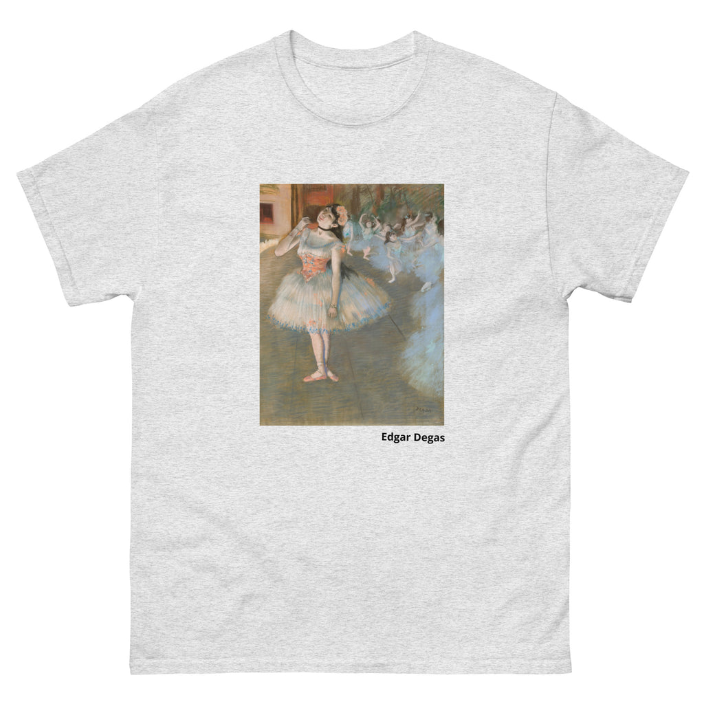 Unisex classic tee featuring Degas's impressionist painting of a ballerina performing on stage