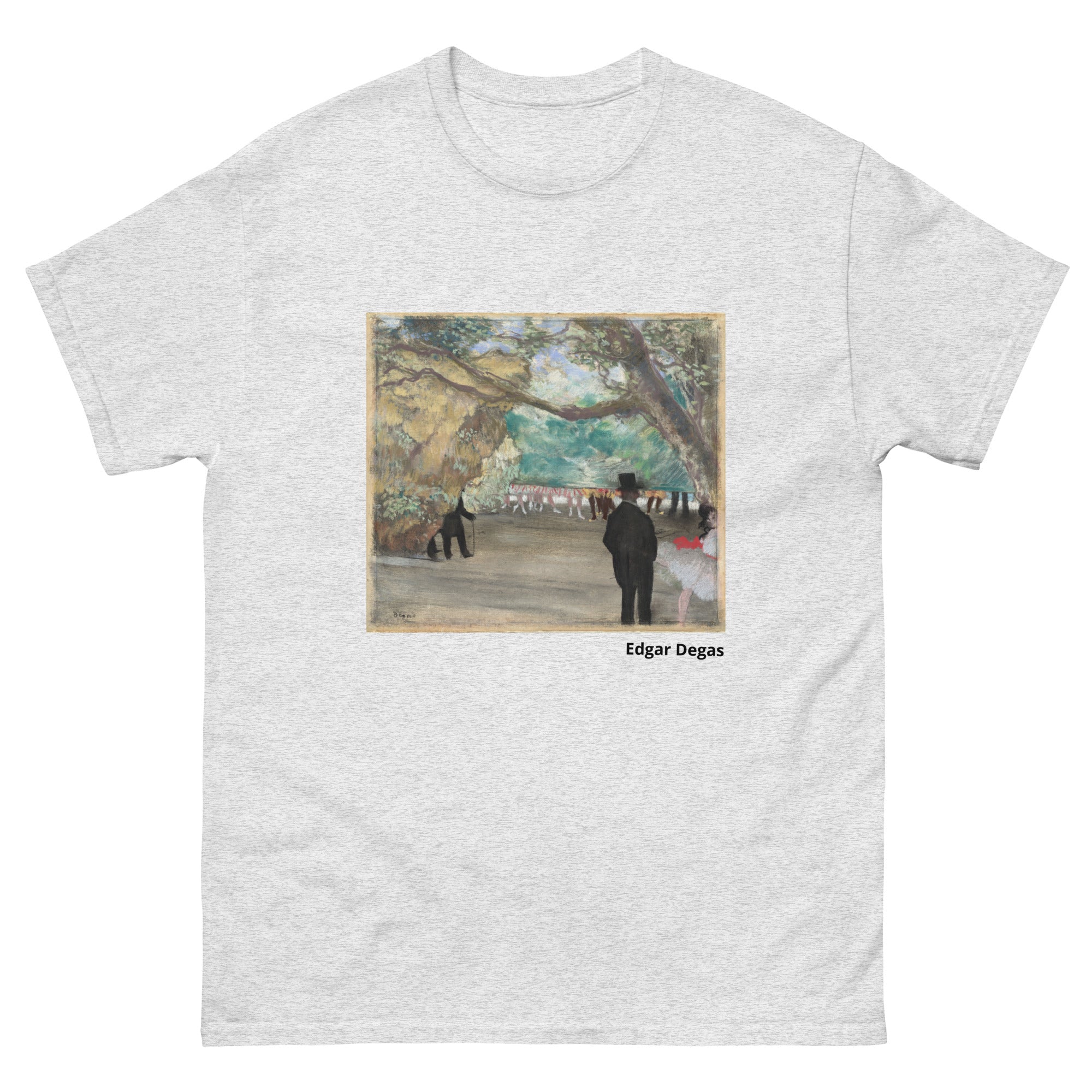 Unisex classic tee featuring Degas's impressionist painting of ballet dancers waiting behind a curtain