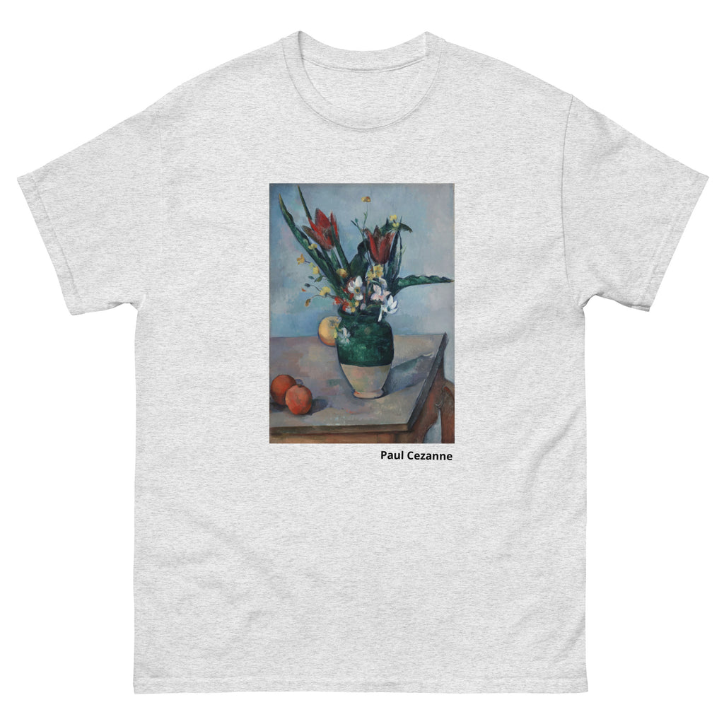 Unisex classic tee featuring Cézanne's post-impressionist still life of tulips in a vase