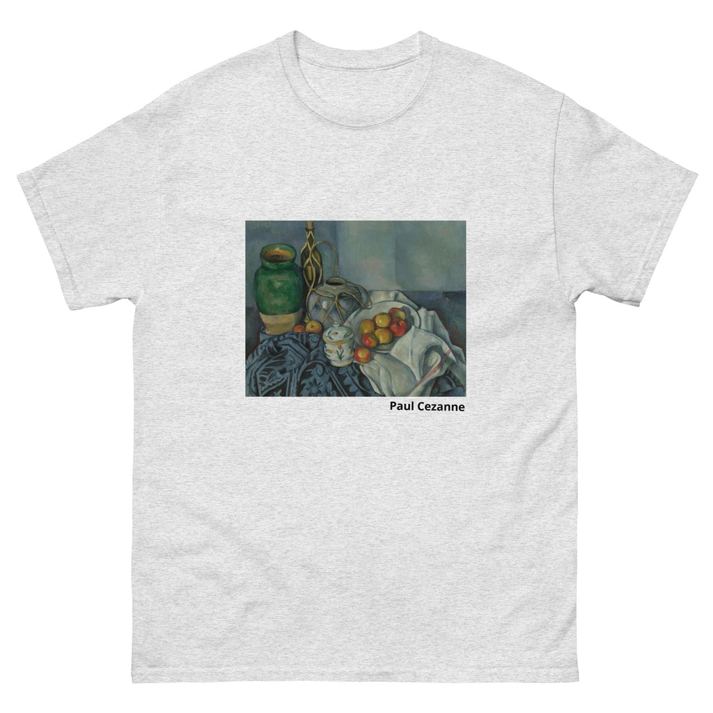 Unisex classic tee featuring Cézanne's post-impressionist still life with apples on a table
