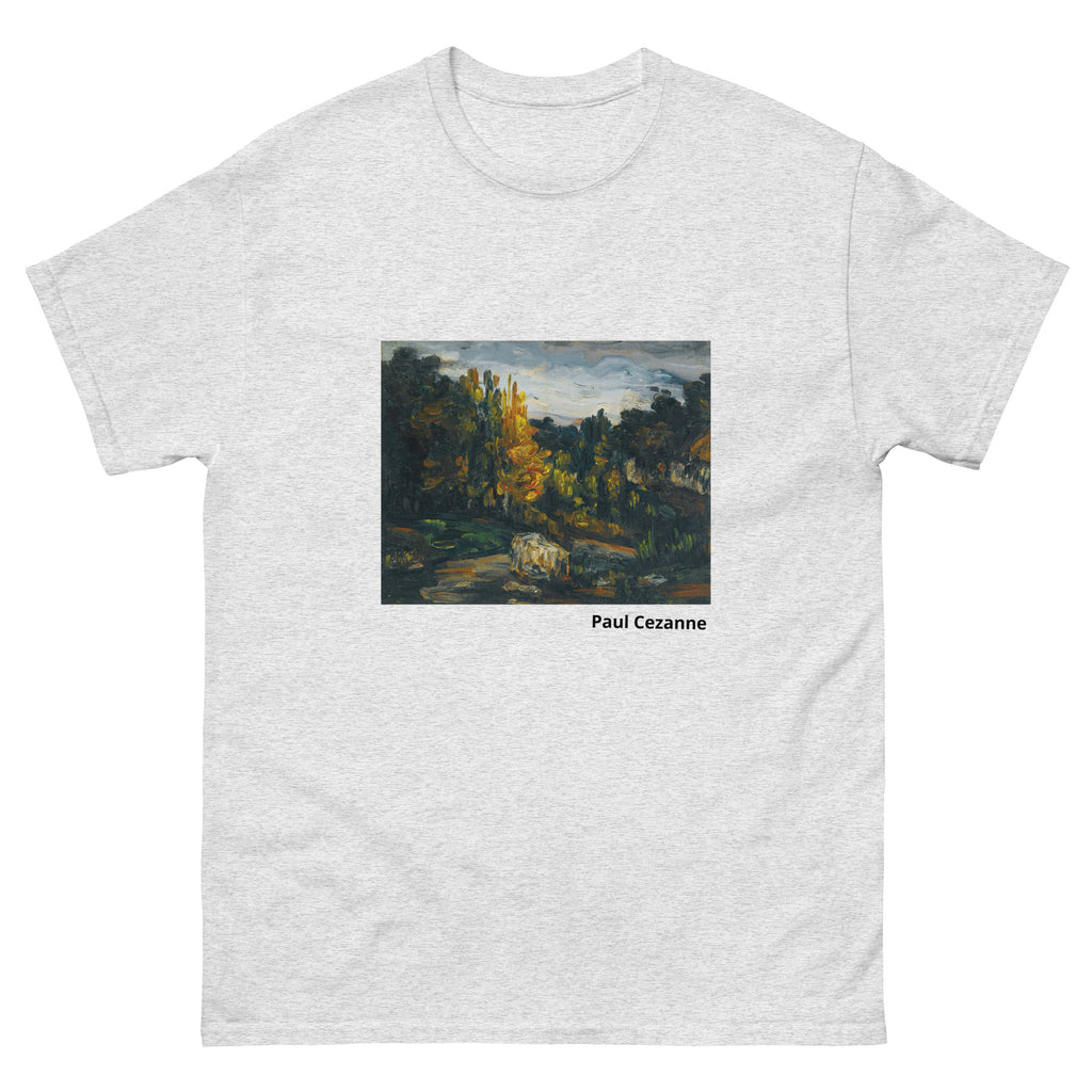 Unisex classic tee featuring Cézanne's post-impressionist French landscape painting Paysage