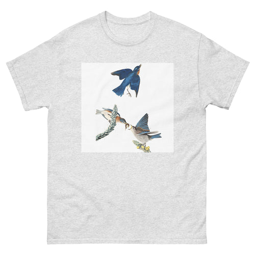 Unisex classic tee featuring Audubon's detailed naturalist illustration of an Eastern bluebird