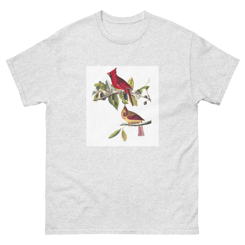 Unisex classic tee featuring Audubon's detailed naturalist illustration of a cardinal grosbeak