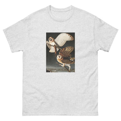 Unisex classic tee featuring Audubon's detailed naturalist illustration of a barn owl
