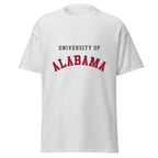 Unisex classic tee featuring University of Alabama name and branding in crimson and white