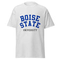 Unisex classic tee featuring Boise State University name and branding in blue and orange