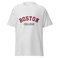 Unisex classic tee featuring Boston College name and branding in maroon and gold
