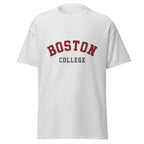 Unisex classic tee featuring Boston College name and branding in maroon and gold