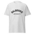 Unisex classic tee featuring Dalhousie University name and branding in black and gold