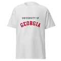 Unisex classic tee featuring University of Georgia name and branding in red and black