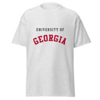 Unisex classic tee featuring University of Georgia name and branding in red and black