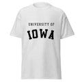 Unisex classic tee featuring University of Iowa name and branding in black and gold