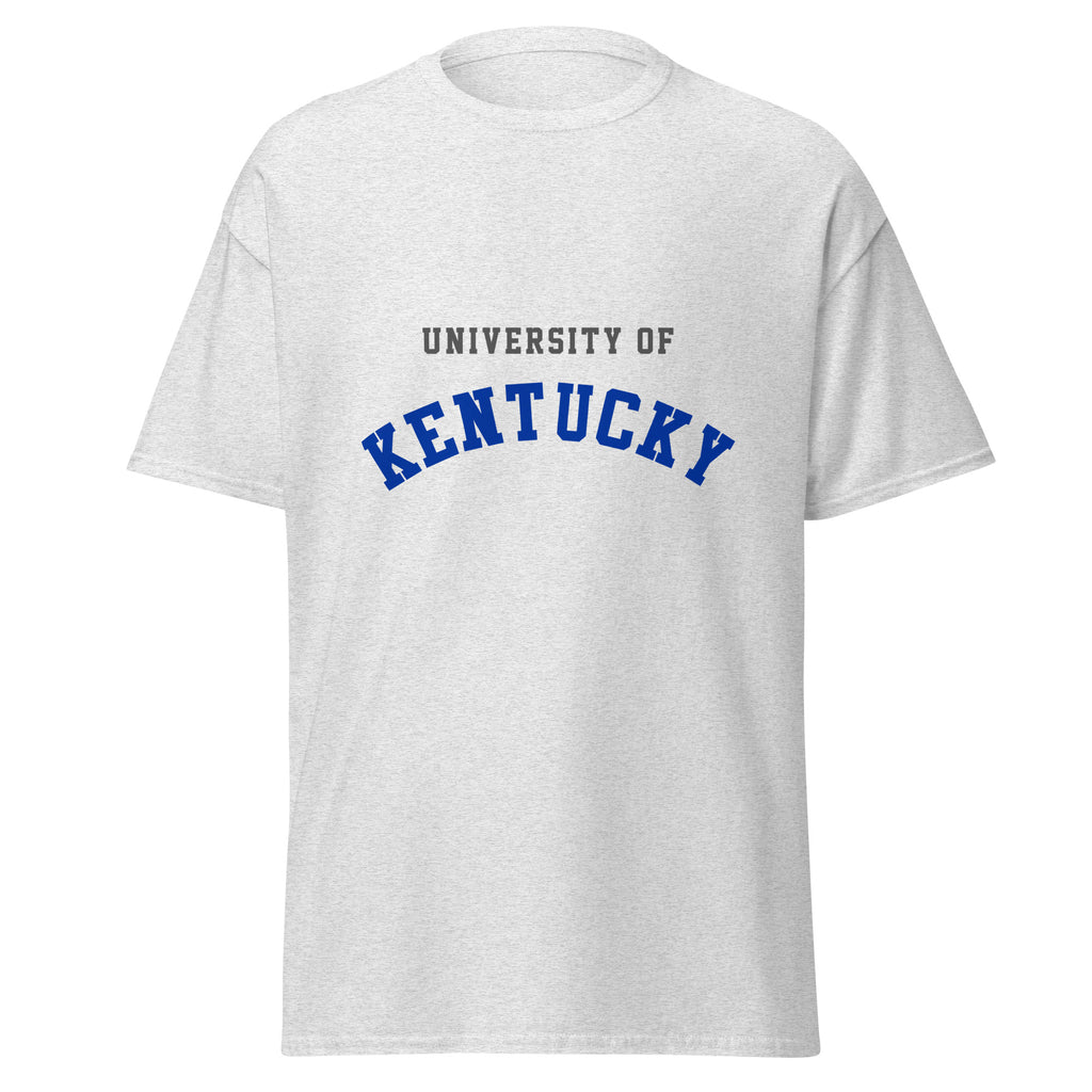 Unisex classic tee featuring University of Kentucky name and branding in blue and white