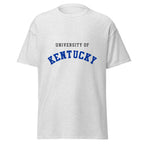 Unisex classic tee featuring University of Kentucky name and branding in blue and white