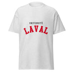 Unisex classic tee featuring Université Laval name and branding in red and gold