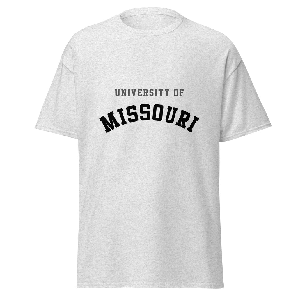 Unisex classic tee featuring University of Missouri name and branding in black and gold